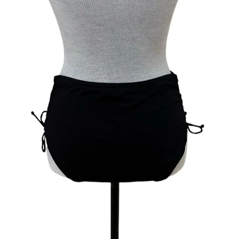 Land’s End adjustable sides high waist bikini bottoms black Small